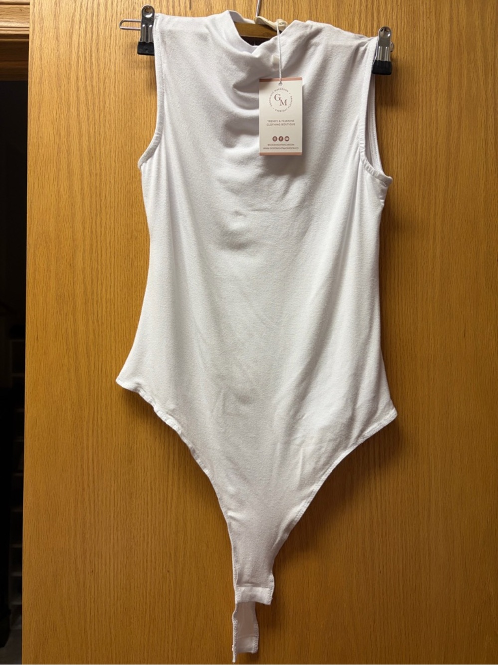 #442 Goodnight Macaroon Pretty White Tank Bodysuit. NWT